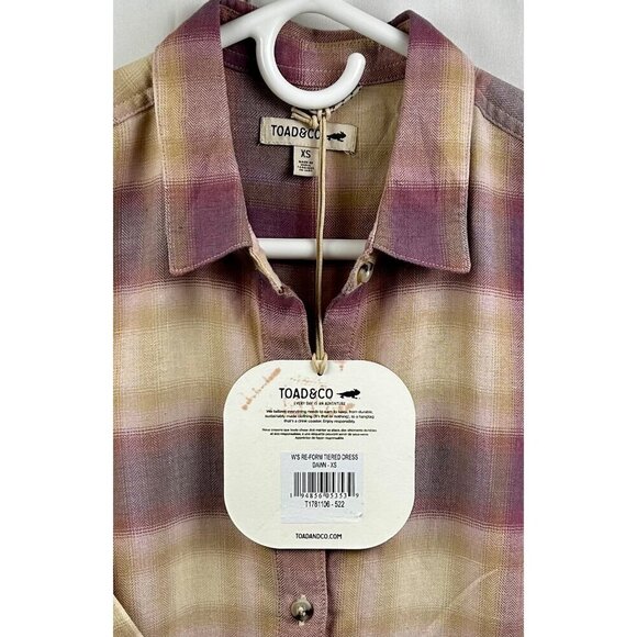 TOAD & CO RE-FORM TIERED DRESS DAWN PURPLE BEIGE SIZE EXTRA SMALL - Picture 7 of 9